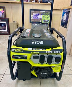 Ryobi 6800W/8500W Gas Generator 420cc CO Detect – Tested Works Great