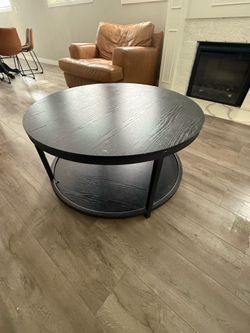 Round industrial-style coffee table