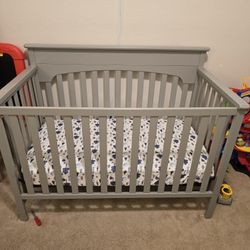 Gray Baby Crib & Changing Table