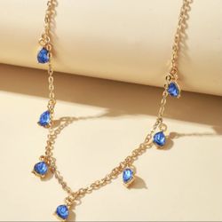 N76- Bohemian Shiny Blue Rhinestone Chain 