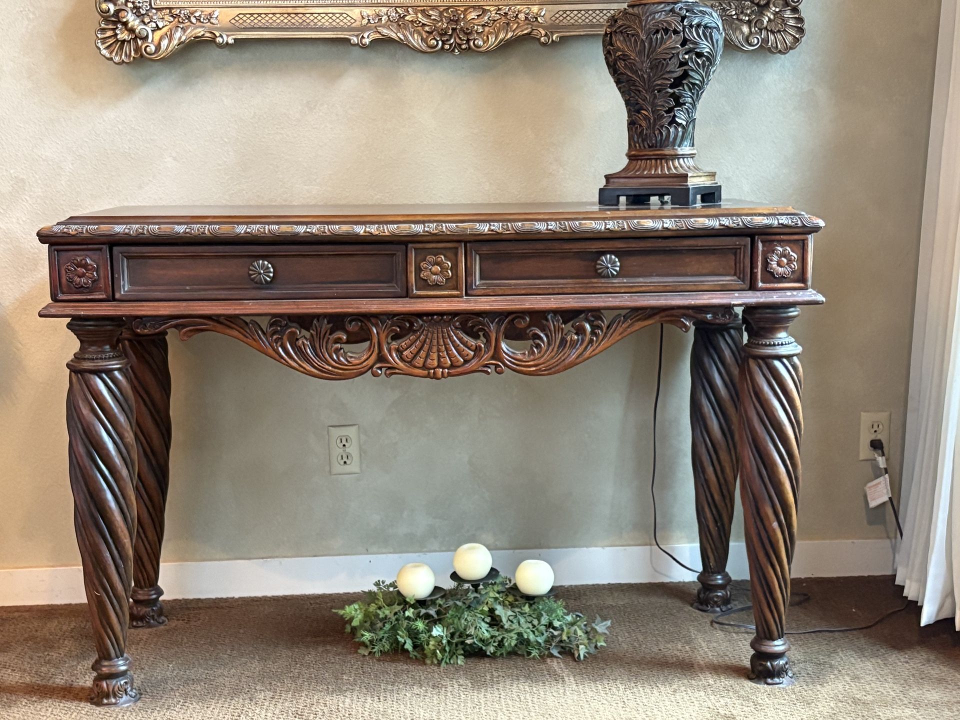 Stunning All Wood Sofa Table