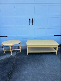 Pale Yellow Coffee and End Table Set