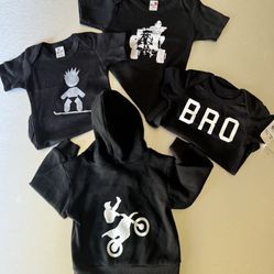 Infant 0-3m Dirt bike Zip Up Hoodie, Skateboard, ATV And Bro Bodysuits 