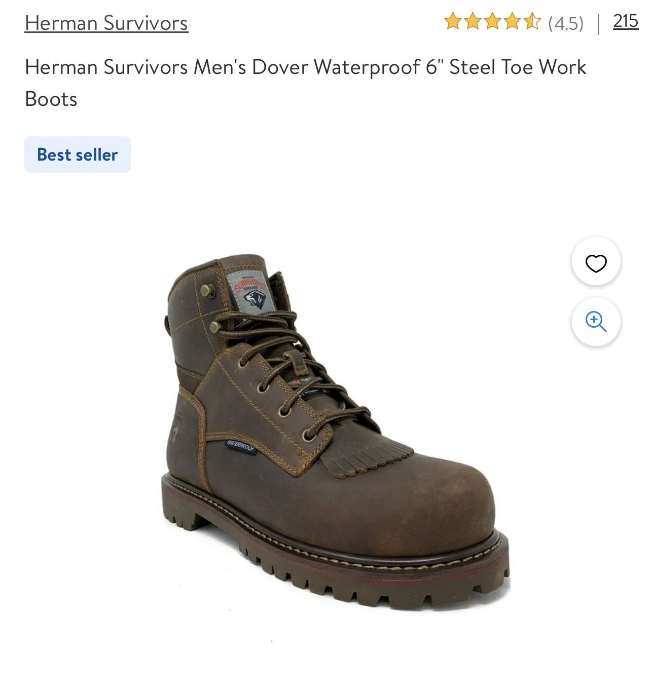 Herman Survivor Dover Mens Size 11 Work Boots Brown Leather Waterproof Safety Herman Survivors - Size 11 - Dover Waterproof 6 main image 4