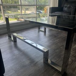 Elegant Chrome Glass Coffee Table 