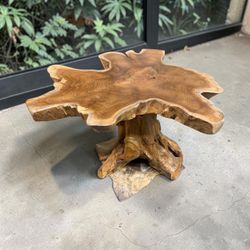 Live Edge Teak Root Wood Side Table