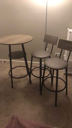 Kitchen or bar top table two chairs
