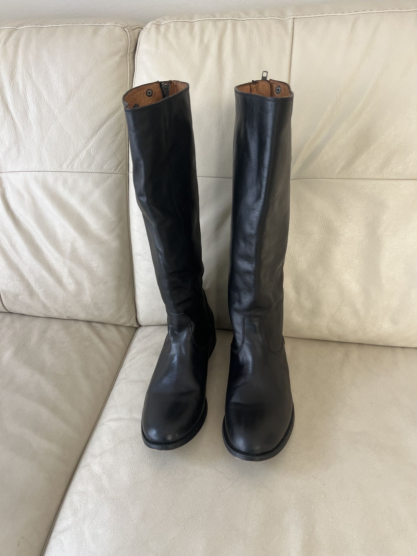 FRYE Melissa Button Back-Zip Knee High Riding Boot Black Women's US 9 B