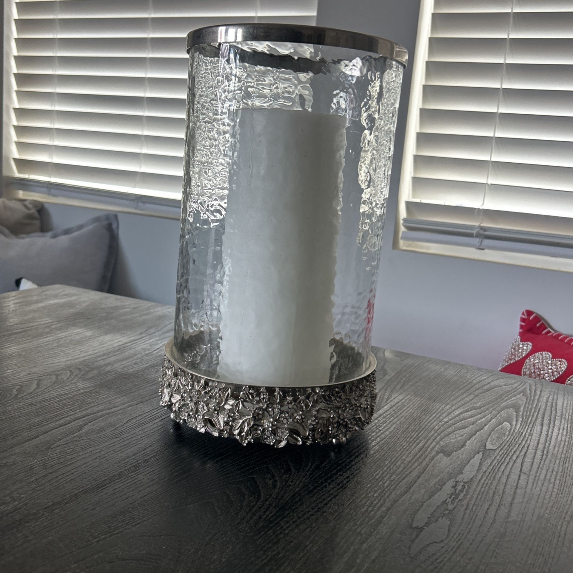 Beautiful Silver Candle Sconce With Candle 15.
