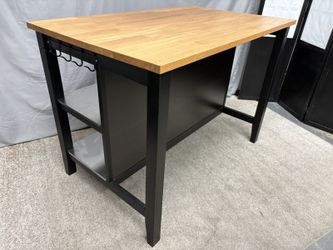 IKEA Vintage Stenstorp Light Butcher Block Top Kitchen Island w/ Built in Shelves