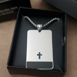 Men’s Stainless Steel Onyx Spiritual Necklace