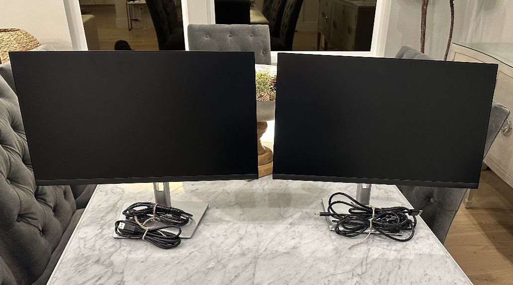 2 Dell P2422H 23.8" 16:9 IPS Monitor With Dell Docking Station