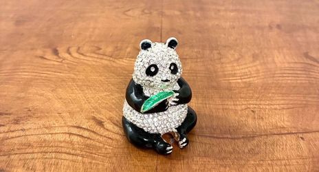 Crystal Panda Trinket Box Figurine