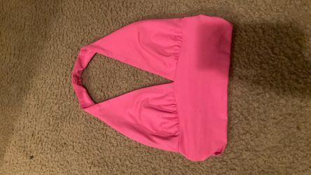 SHEIN EZwear summer solid backless crop hot pink Halter top