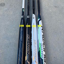 Rawlings Quattro Composite Softball Bats 34” In Solid Condition Have More Equipment Available 