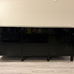 Modern Dark Wood Console Table / Storage Cabinet – Excellent Condition