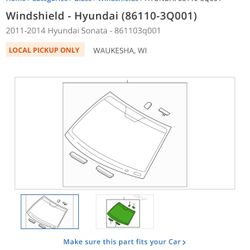Windshield - Hyundai (86110-3Q001) 2011-2014 Hyundai Sonata - 861103q001 New OEM