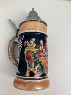 Vintage German Wick-Werke Beer Stein 0.25L Pewter Lid