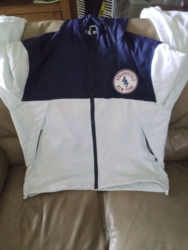 Aèropostale A87 New York White & Dark Blue Zip Up Windbreaker
