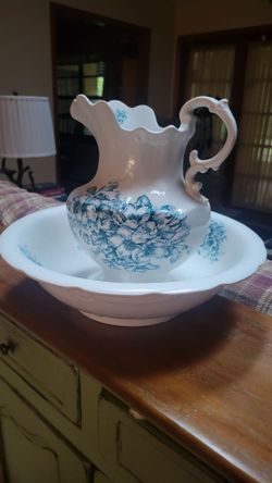 Vintage Ceramic Pitcher and Wash Basin Set