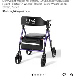 Brand New HZ Hzmedi Portable Rollator - Purple