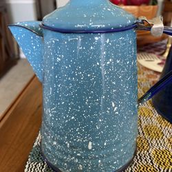 Old aggit Wear. Small Coffee Pot  And  A Blue  With white Sp