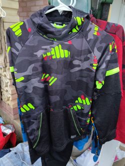 Russell Outfit Green Red And Black Camouflage
