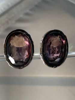 Costume Jewelry Clip-Ons Amethyst Earrings