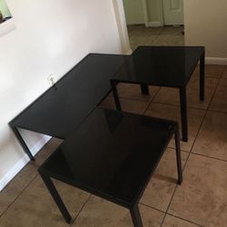 🚨🔥 LIMITED-TIME STEAL – 3-PIECE BLACK TEMPERED GLASS TABLE SET – MUST GO 🔥🚨