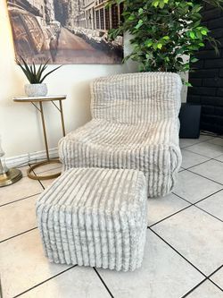 Memory Foam Bean Bag Chairs with Thickened Non-Slip Corduroy Cover,Lazy Floor Sofa, GRAY