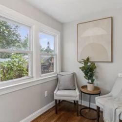 2 Accent Chairs, Side Table, Art work