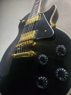 Black Les Paul Custom Shop Style Chibson Not Gibson Electric Guitar Black Beauty