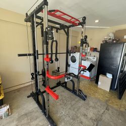 Smith Machine w/Attachments | Heavy Duty Adjustable Bench |230lb Bumpers Weights | 7ft Olympic Bar | Fitness | Gym Equipment | FREE DELIVERY 🚚 