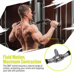Power Systems Premium Revolving Curl Bar Accessory With 2 -Grip Options for Cable Machine Systems, Chrome (61970)