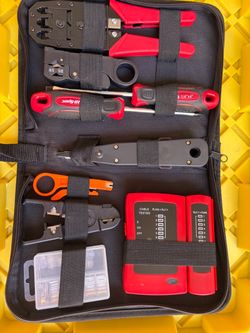 Tool set crimping network cable w/ test toner