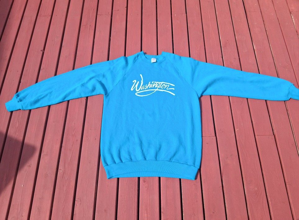 Vintage 1982 Jerzees Washington State Pull Over Crew Sweatshirt Fits Womens Small Medium Wild West Shirt 