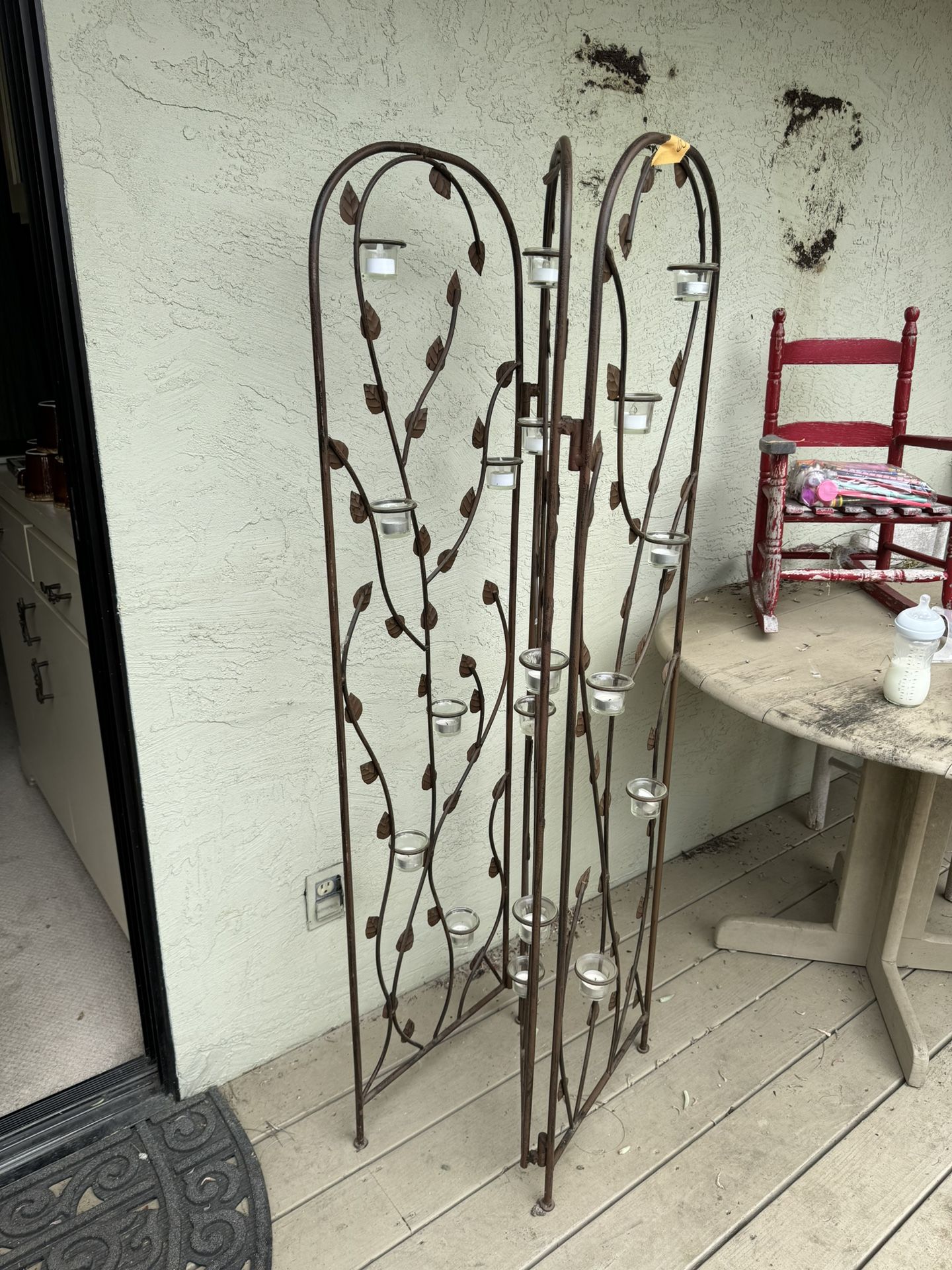 Metal Room Divider With Candle Holders 