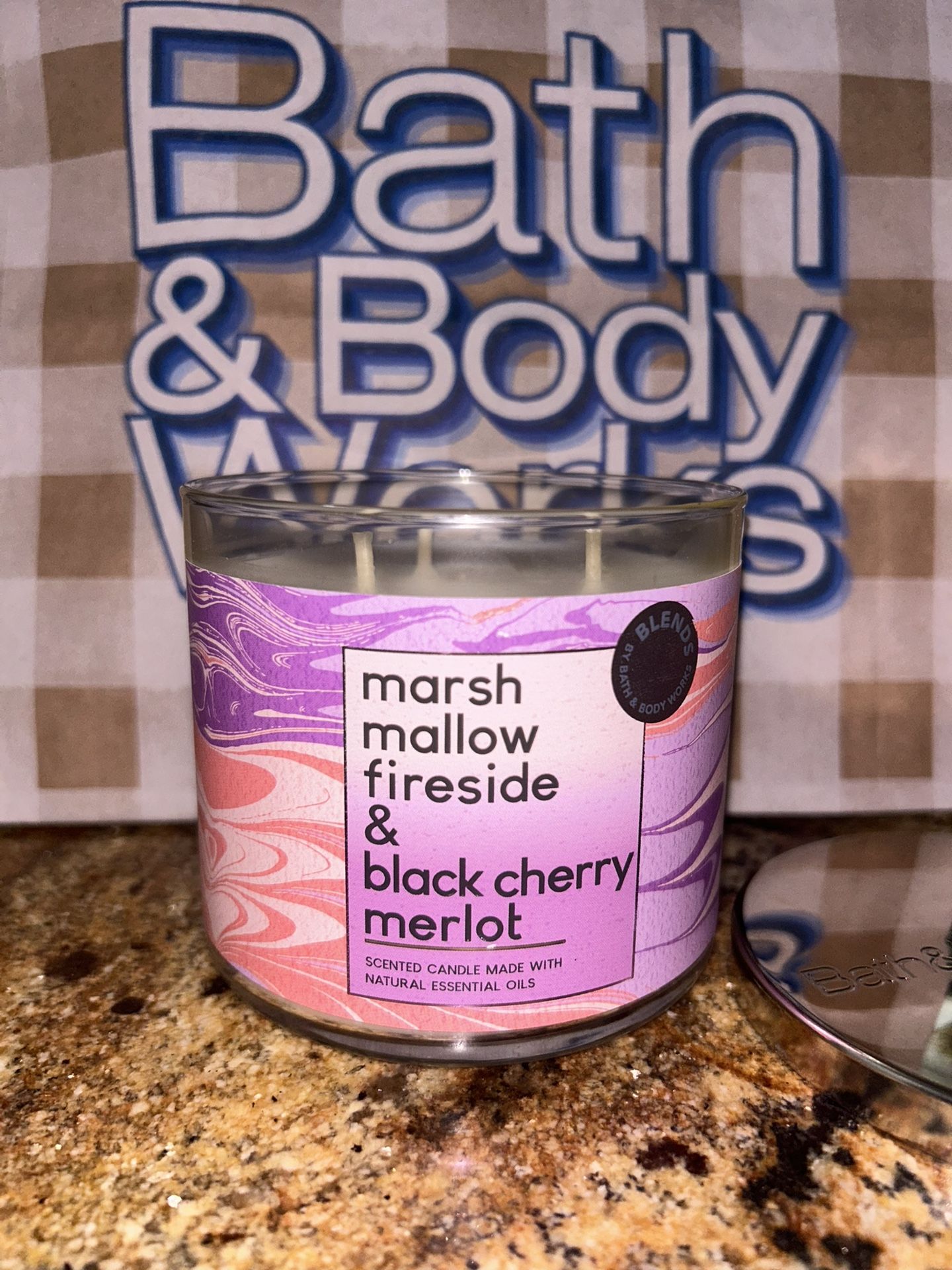 Bath & Body Works Marshmallow Fireside & Blk Cherry Merlot 3 Wick Candle