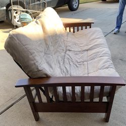 Solid Wood Futon w/ Queen Size Mattress