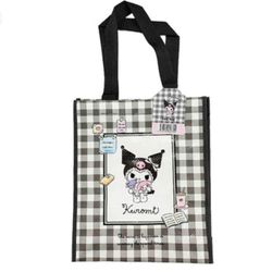 Sanrio Tote Bag Kuromi Cherecked Reusable Shopping, Grocery, travel bag