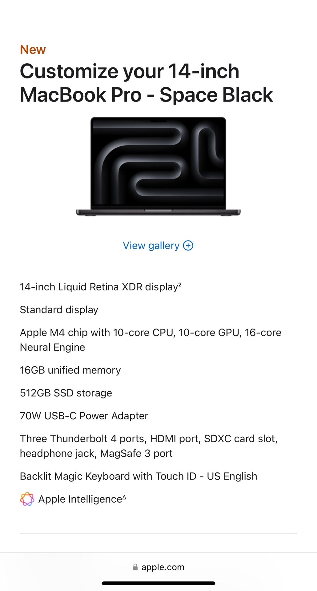 2024 14” MacBook Pro M4 With AI 