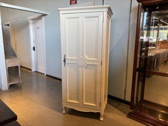 Off-White French-Style Single Door Wooden Armoire