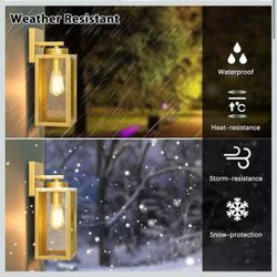 2-Pack Outdoor Wall Light Fixtures, Exterior Waterproof Wall Lanterns, Gold