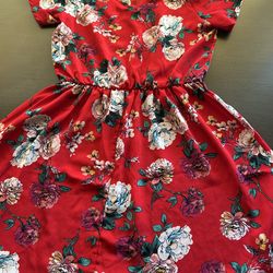 Vestido rojo con estampado floral para niñas size 12