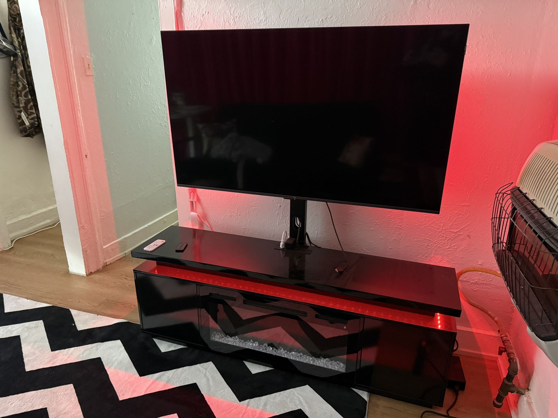 TV stand With Fireplace And LED Lighting