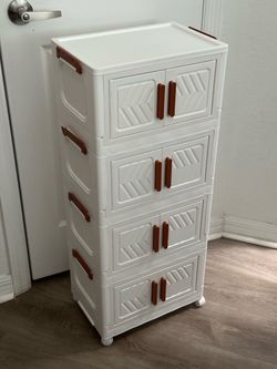 New 4-Tier Plastic Storage Cabinet with Double Doors 15x10 h 35 collapsible