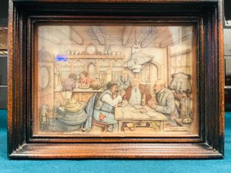 Vintage Anton Peck 3D decoupage solid wood framed art