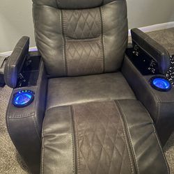 Ashley’s Recliner Leather Couch With Led And USB Port