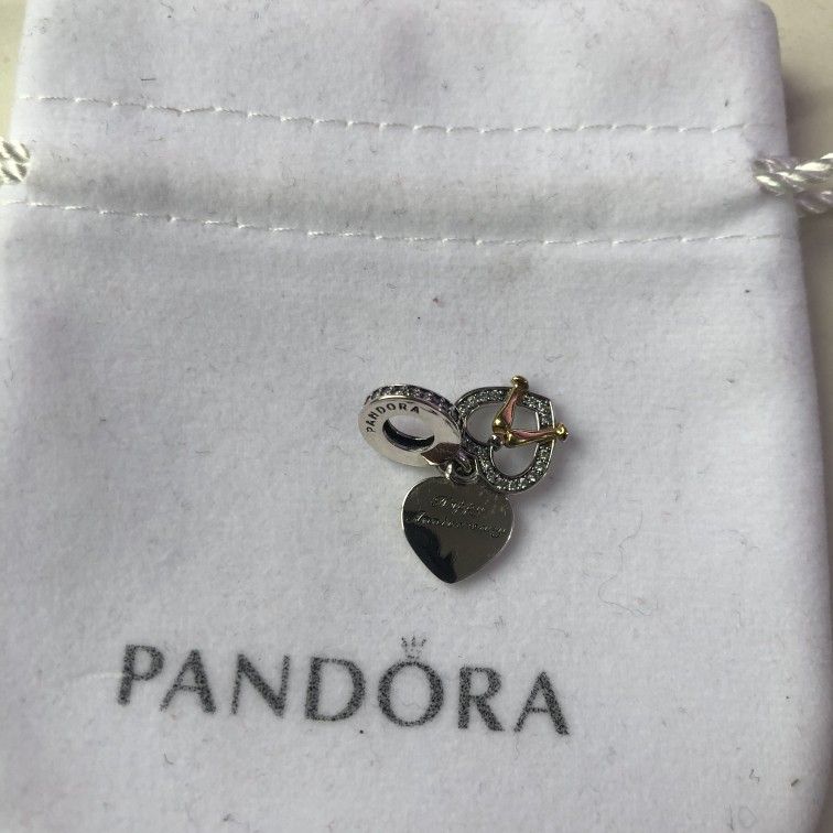 PANDORA TWO-TONE HAPPY ANNIVERSARY DANGLE CHARM