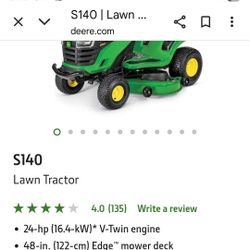 John Deere S140 RIDING MOWER